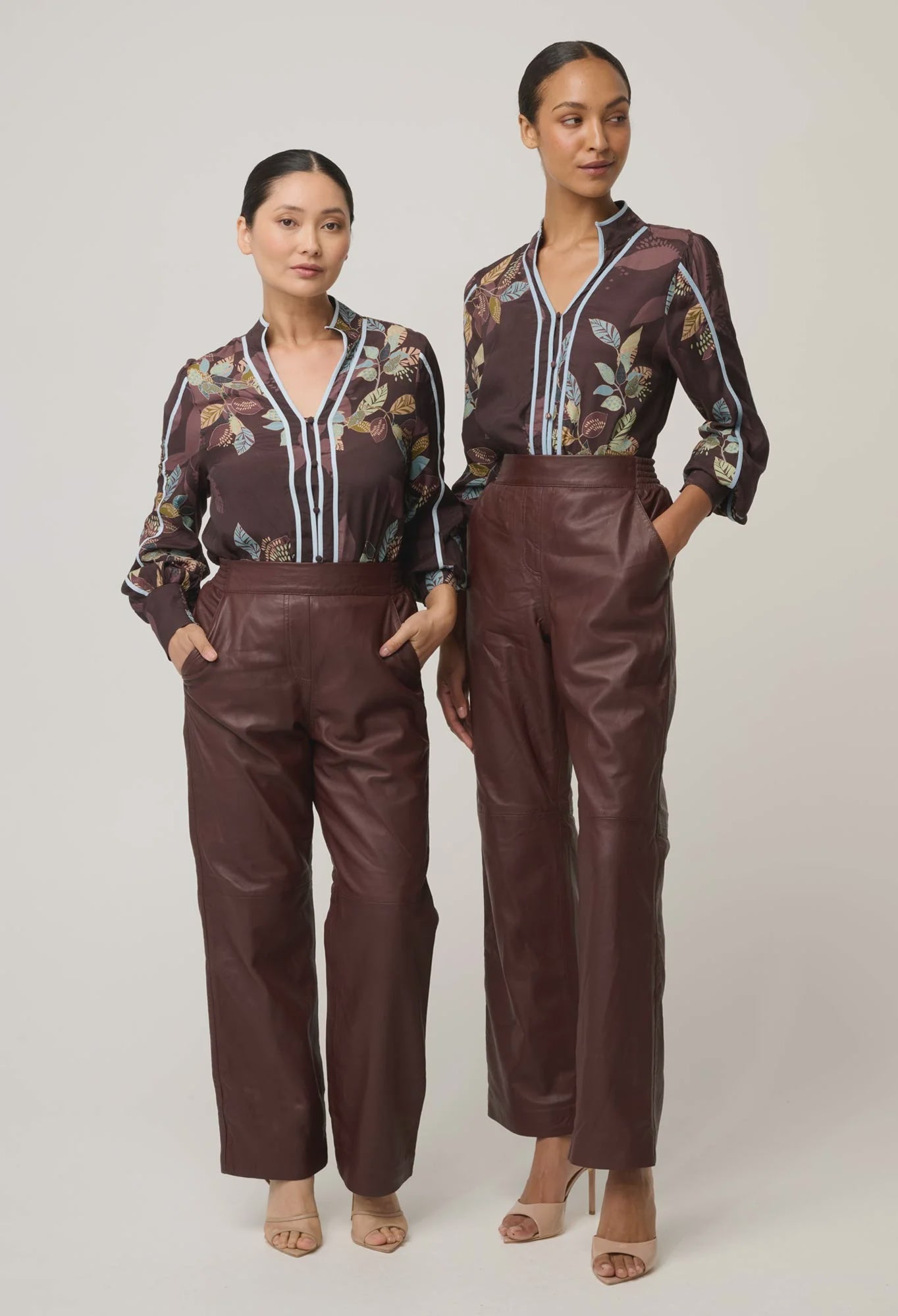 ONCE WAS PETITE Joan Leather Straight Leg Pant oxblood