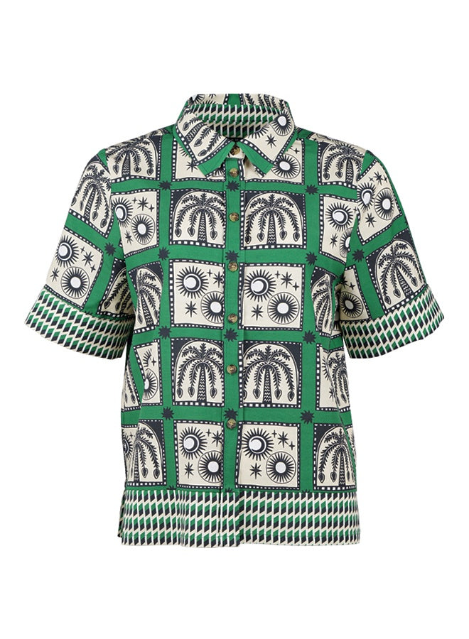 CABLE MELBOURNE Raffles Shirt green print