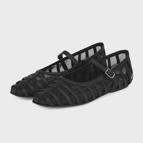 ROLLIE NATION Ballet Mary Jane Cage Mesh Black