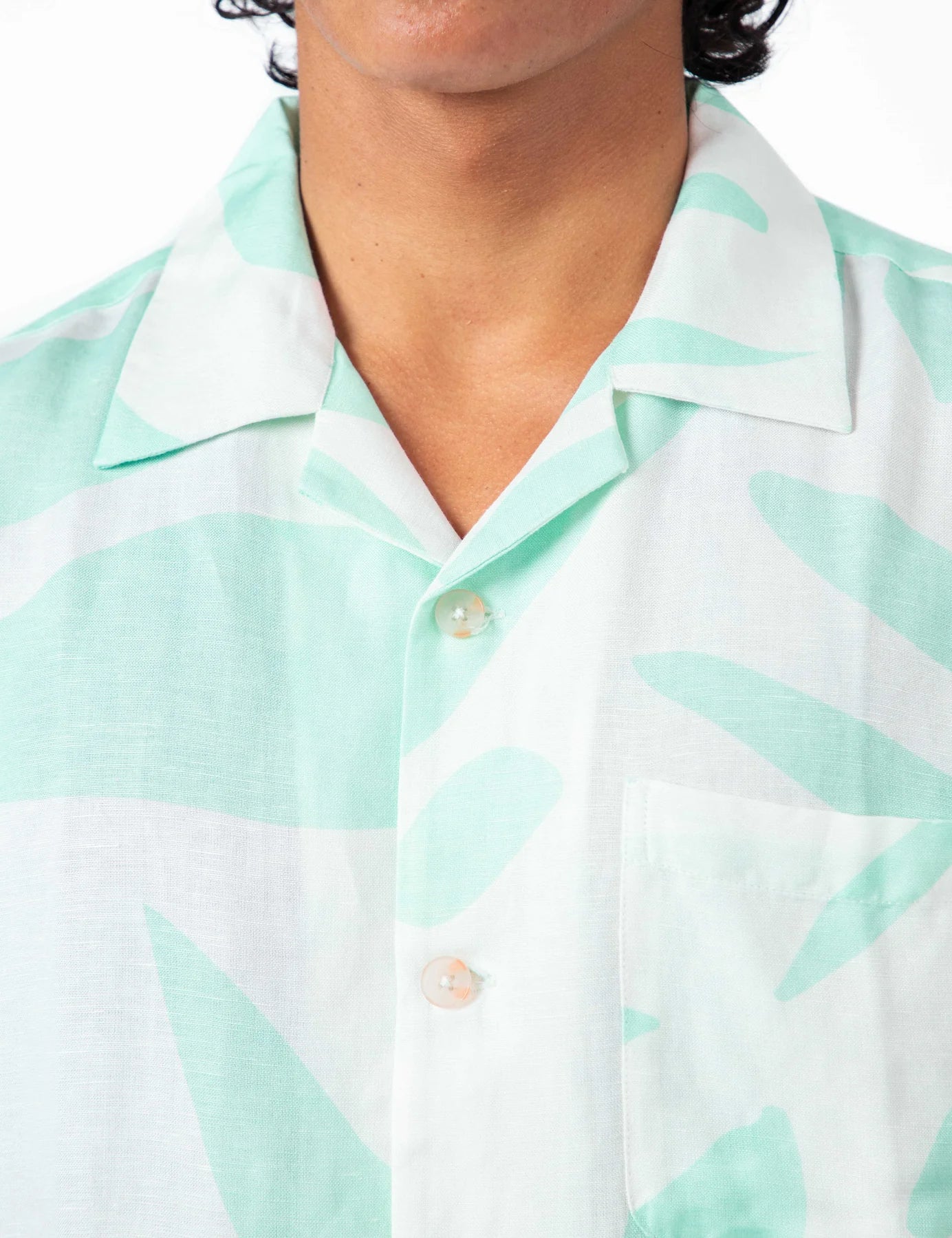 MR SIMPLE HOLIDAY Palm Cuban SS Shirt LT blue