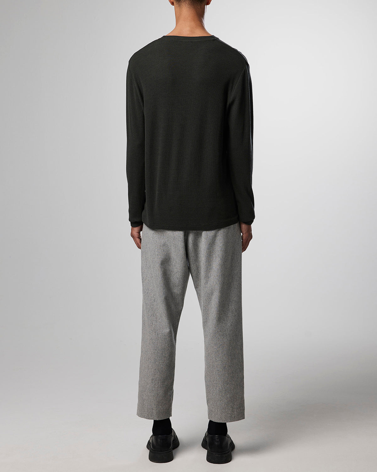 NN07 Clive LS Waffle Knit Tee dark army