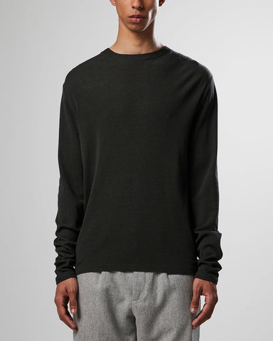 NN07 Clive LS Waffle Knit Tee dark army