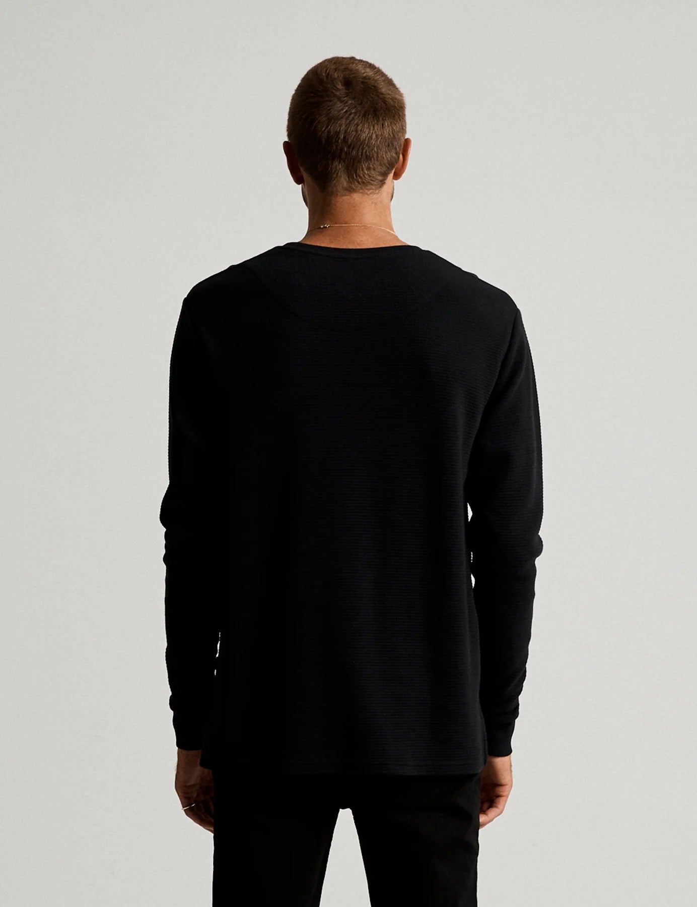 MR SIMPLE Smith LS Waffle Tee black