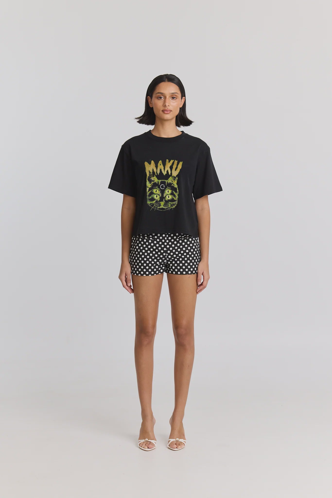 Space Cat Boxy Crop Tee