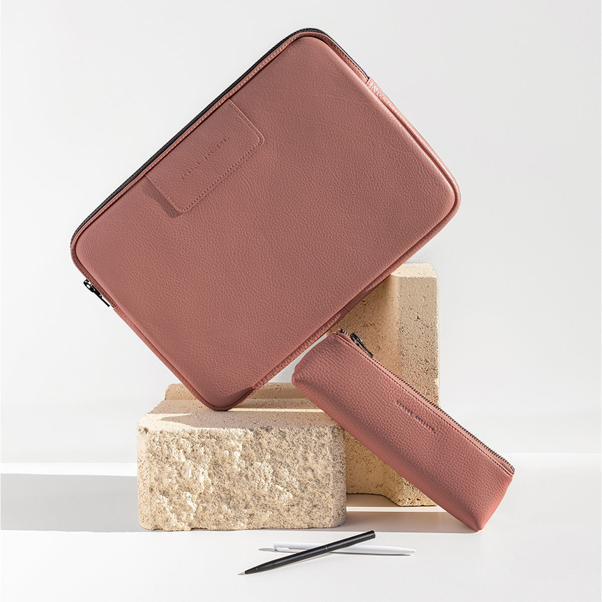 STATUS ANXIETY Before I Leave Laptop Case dusty rose