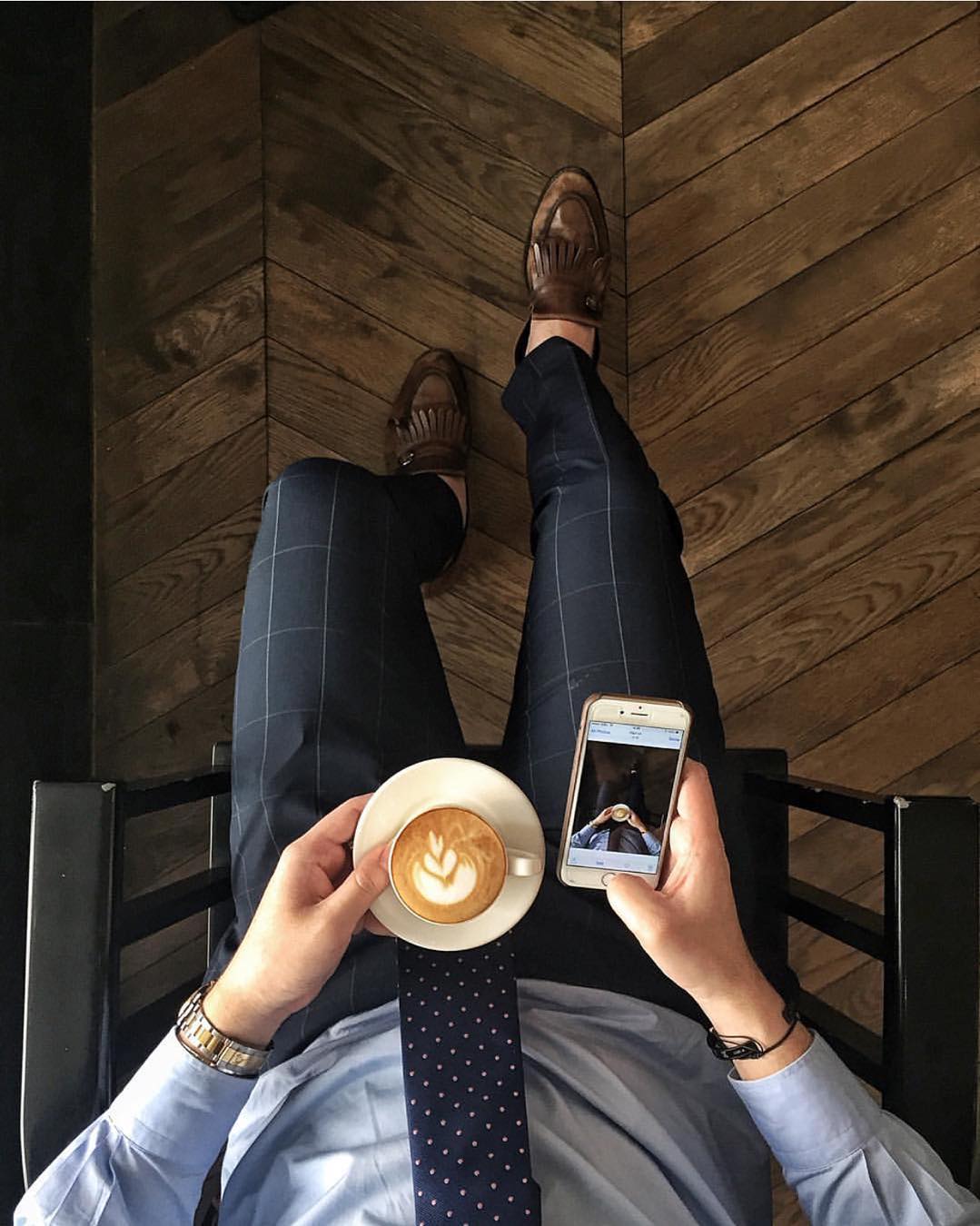 OTAA Navy Blue With Pink Polka Tie Set