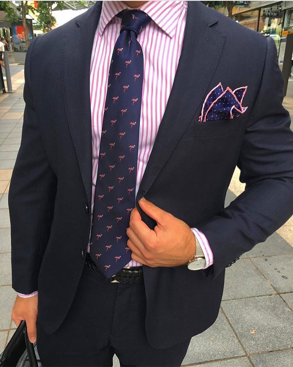 OTAA Navy Flamingo Tie Set