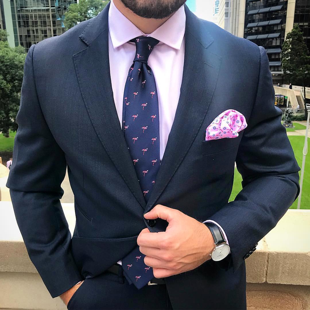 OTAA Navy Flamingo Tie Set