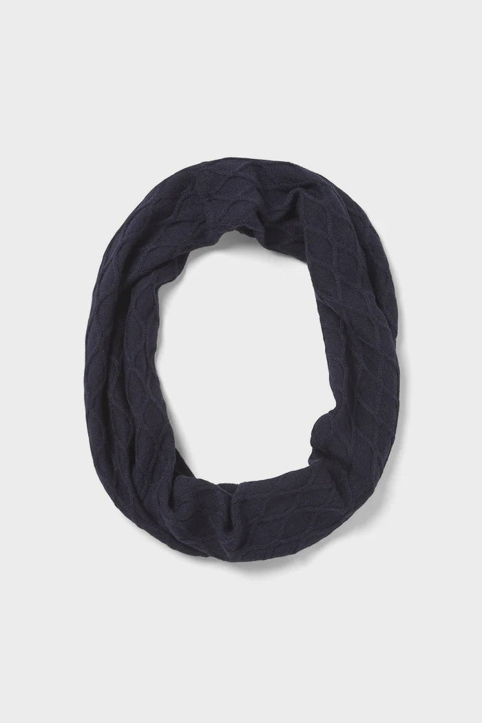 CABLE MELBOURNE Merino Diamond Snood ink navy