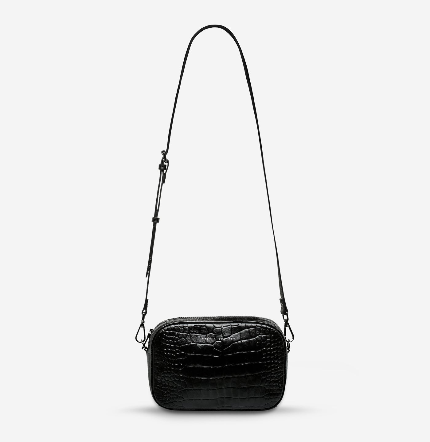 STATUS ANXIETY Plunder Bag black croc emboss