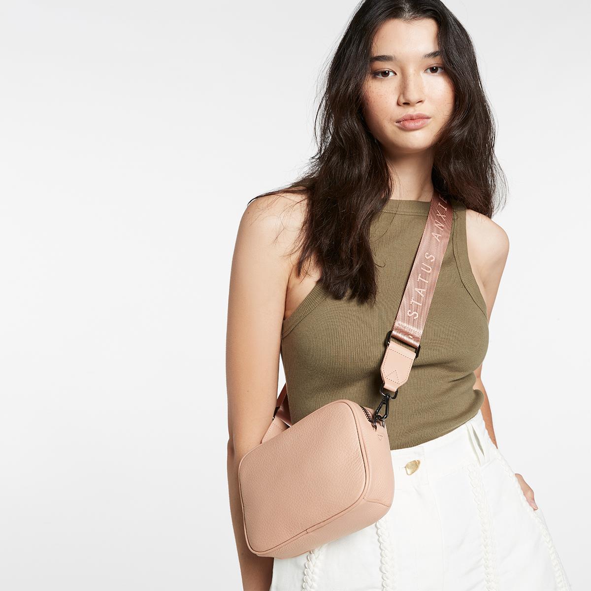 STATUS ANXIETY Without You Webbed Strap Medium dusty pink