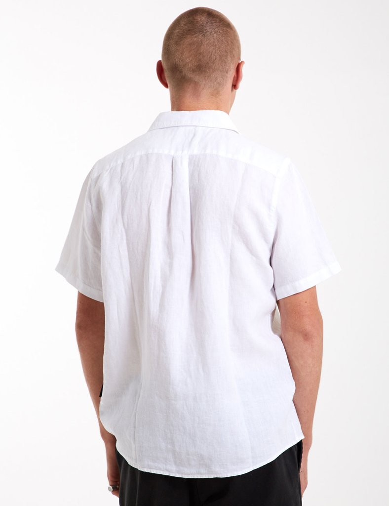 MR SIMPLE Linen Short Sleeve Shirt white
