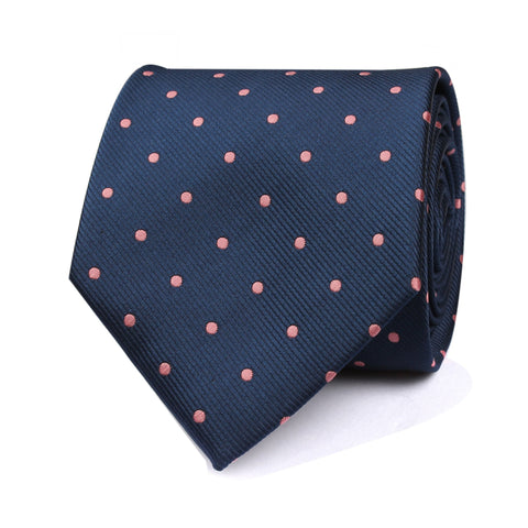 OTAA Navy Blue With Pink Polka Tie Set