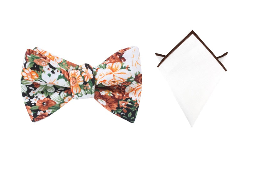 OTAA San Pietro Orange Floral Bow Tie Set