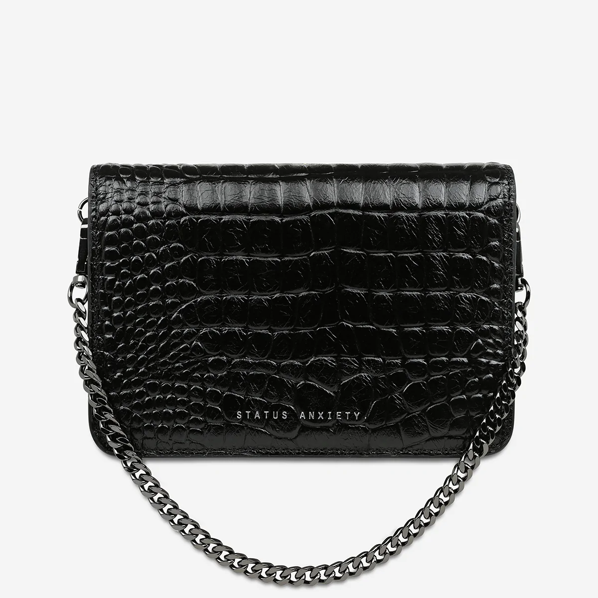 STATUS ANXIETY She Burns black croc emboss