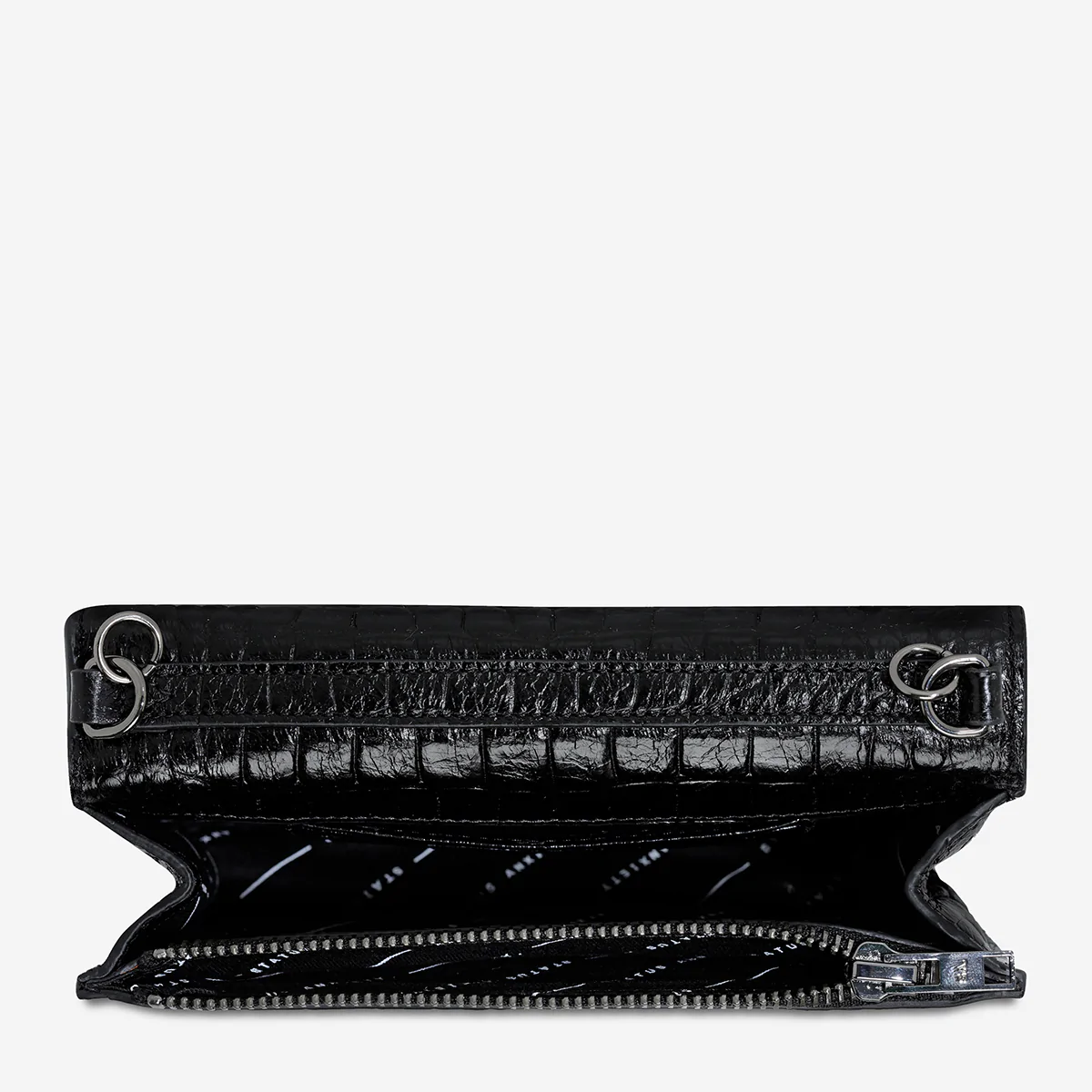 STATUS ANXIETY She Burns black croc emboss