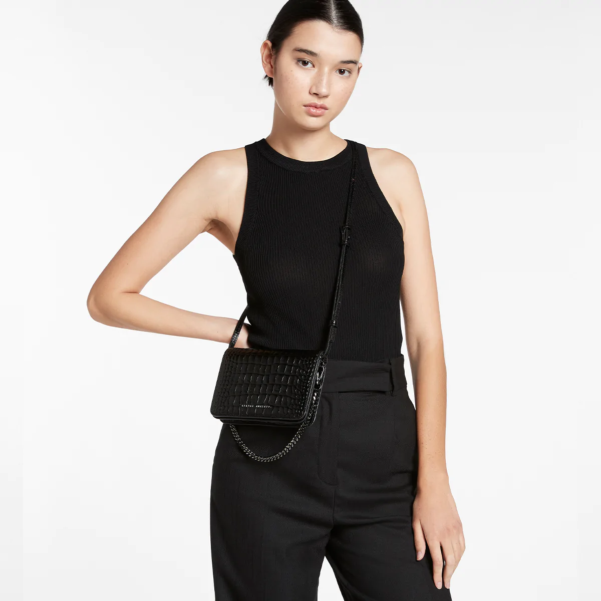 STATUS ANXIETY She Burns black croc emboss