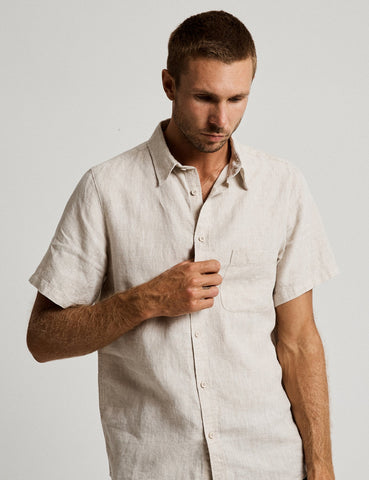 MR SIMPLE Linen Short Sleeve Shirt natural