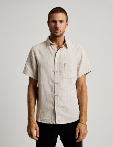 MR SIMPLE Linen Short Sleeve Shirt natural