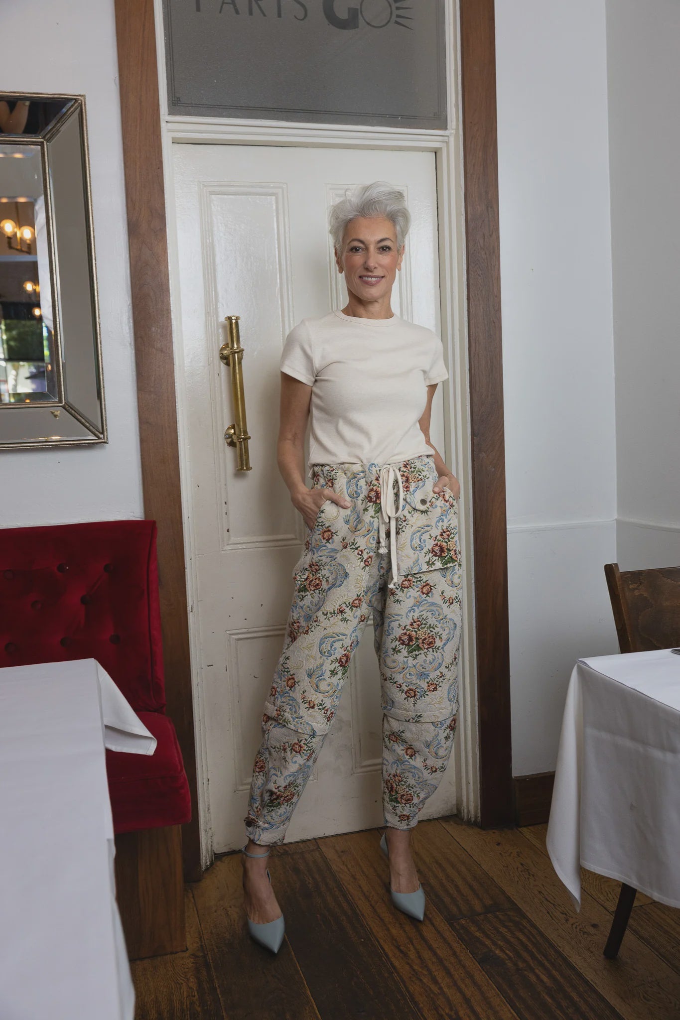 M.A DAINTY Trucker Pant flowers