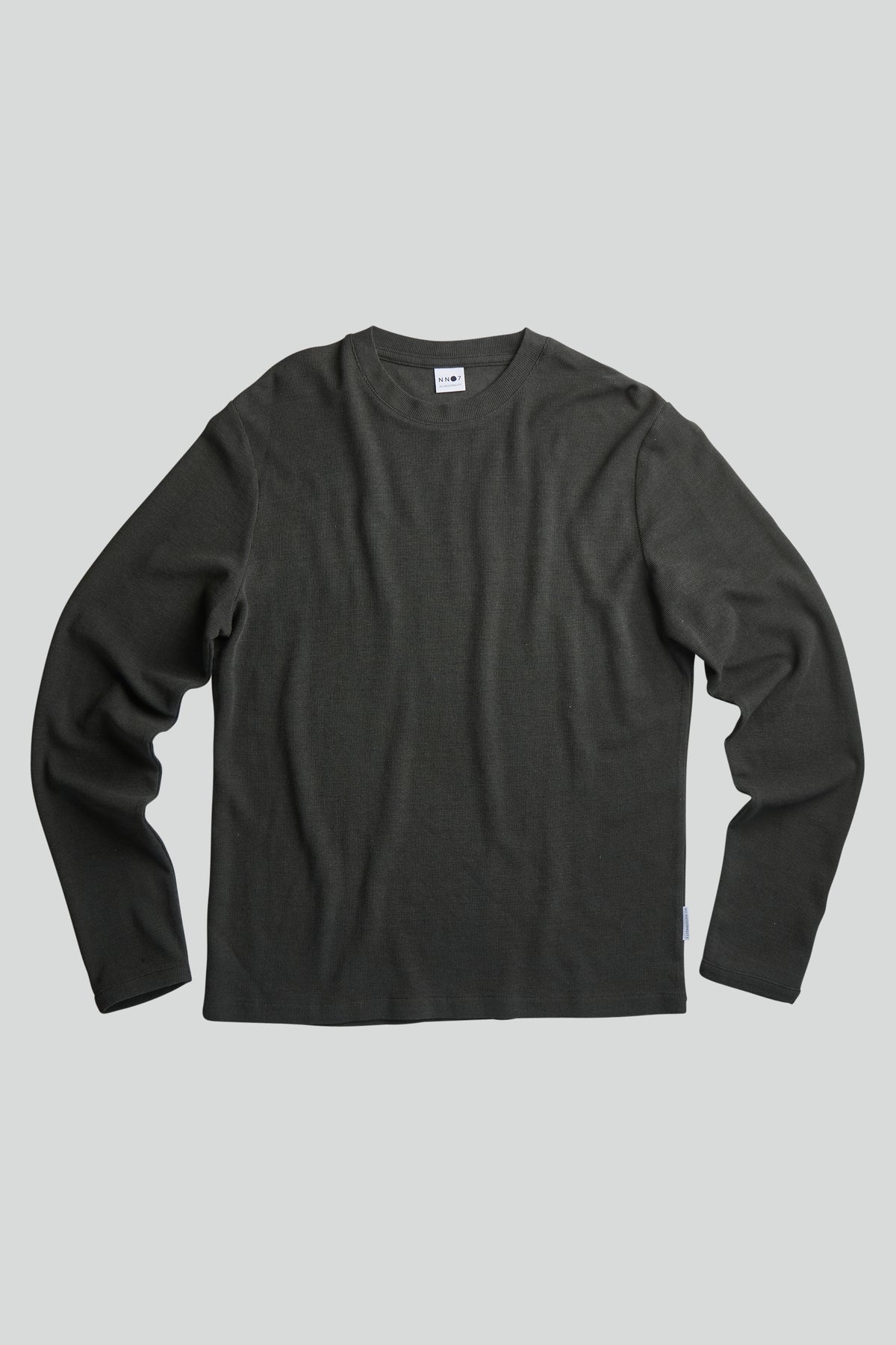 NN07 Clive LS Waffle Knit Tee dark army