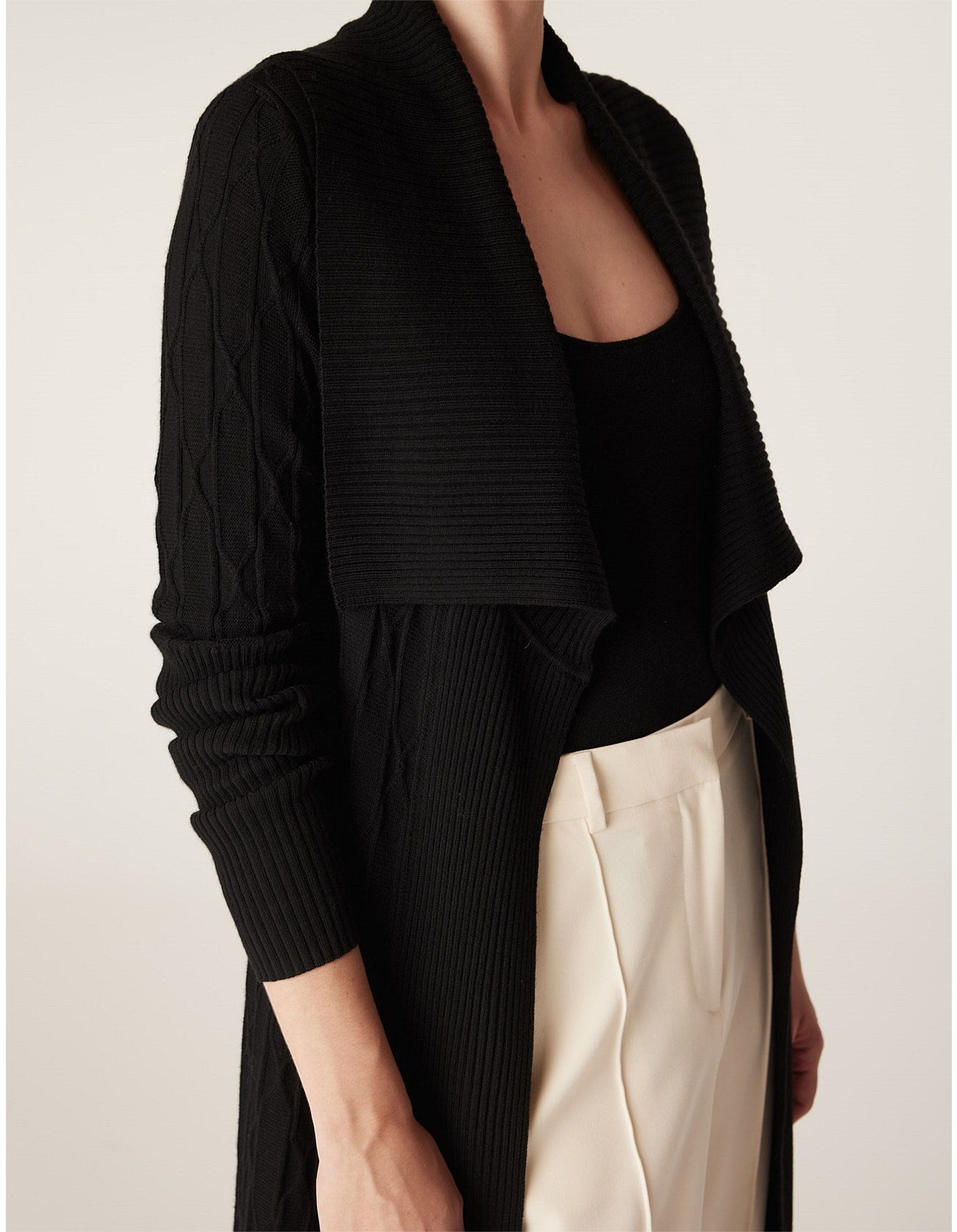 CABLE HERITAGE 365 Beaumont Merino Cardigan black