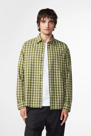 NN07 Deon Flannel Shirt green check