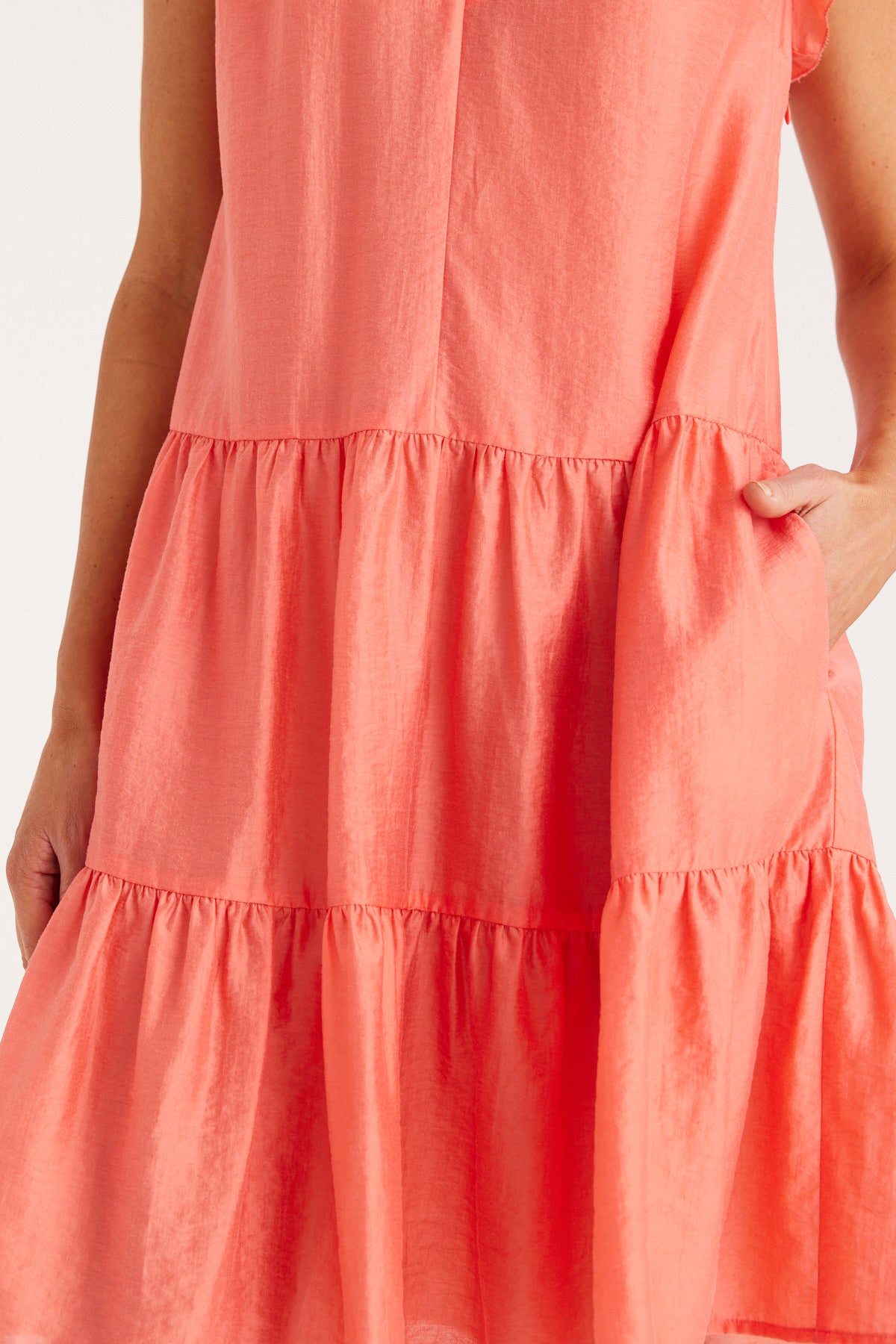 CABLE MELBOURNE Iris Frill Dress coral