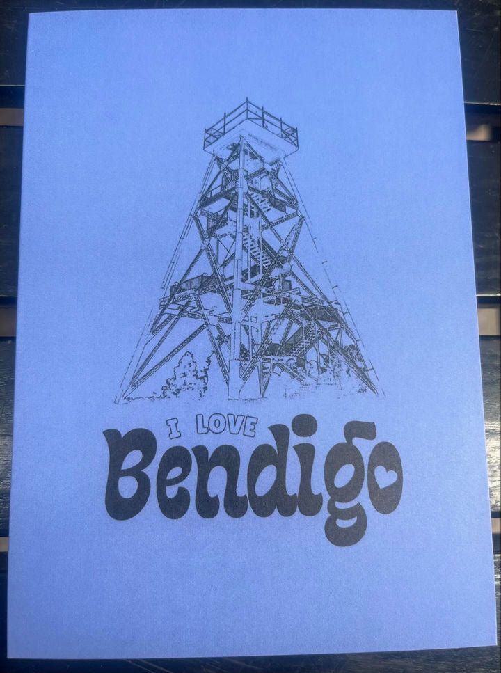 I LOVE BENDIGO Tower Greeting Card blue