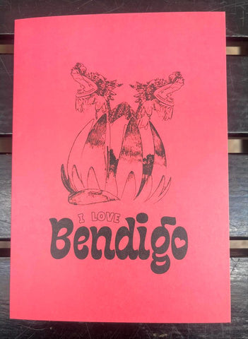 I LOVE BENDIGO Dragon Lotus Greeting Card blood orange