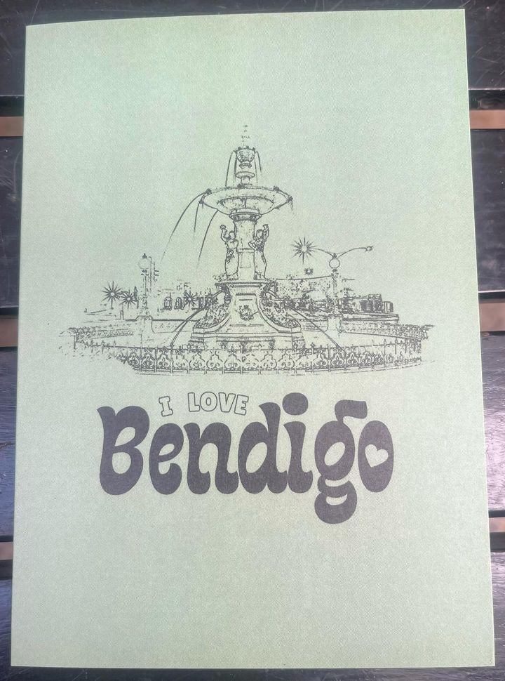 I LOVE BENDIGO Fountain Greeting Card sage