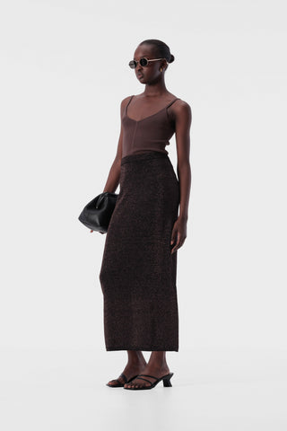 ELKA COLLECTIVE Thelma Knit Skirt copper lurex