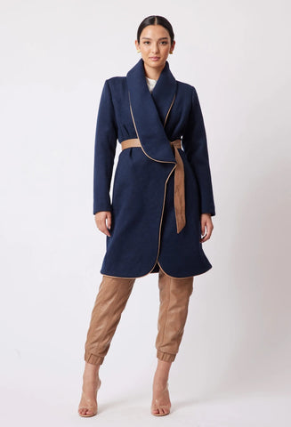ONCE WAS Hutton Wool Blend Coat navy husk