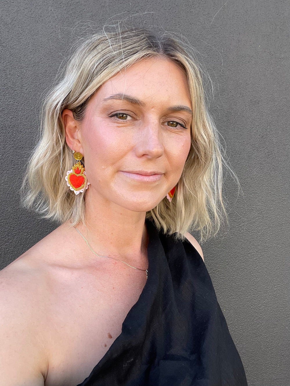 EMELDO DESIGN Crown Heart Drops pink red gold