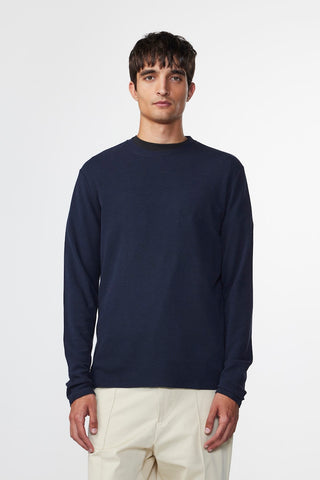 NN07 Clive LS Waffle Knit Tee navy blue