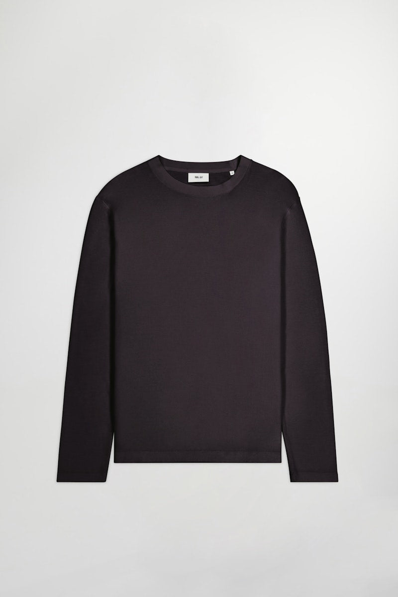 NN07 Clive LS Waffle Knit Tee dark wine