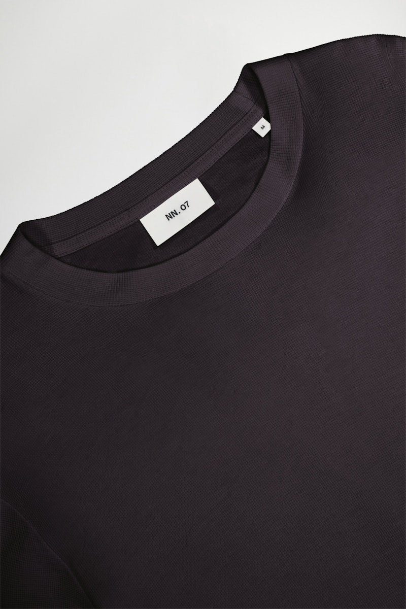 NN07 Clive LS Waffle Knit Tee dark wine