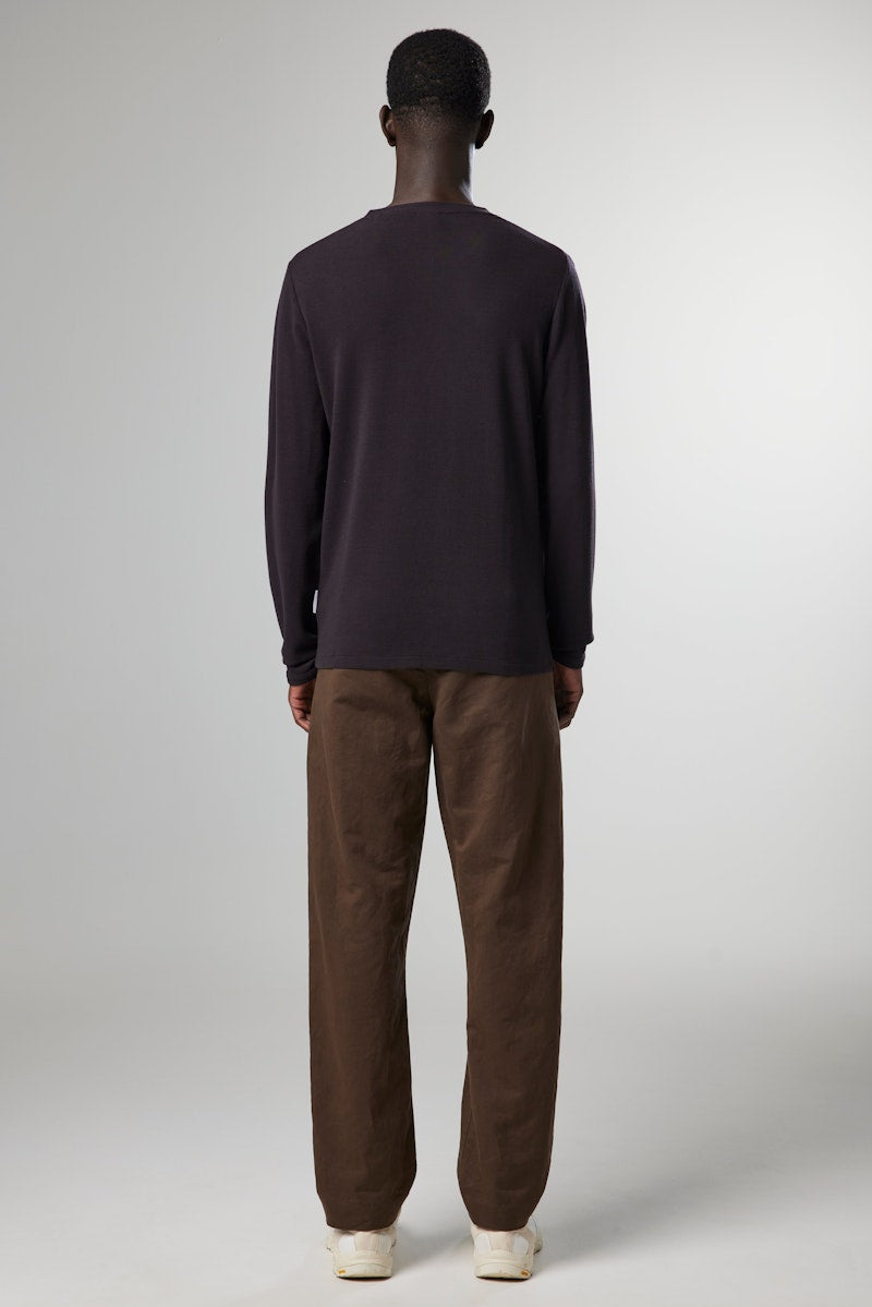 NN07 Clive LS Waffle Knit Tee dark wine