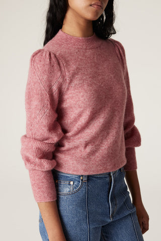 CABLE MELBOURNE Mohair Puff Sleeve Jumper pink