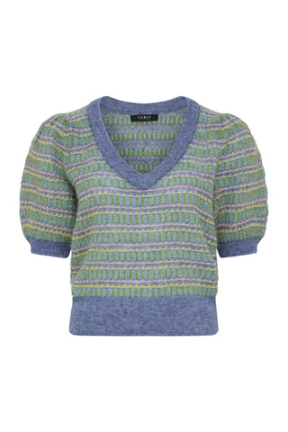 CABLE MELBOURNE Mohair Crochet Tee  multi stripe