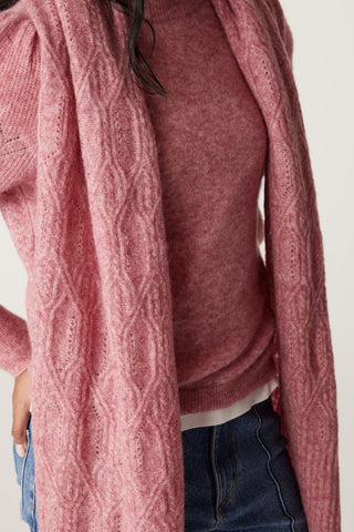 CABLE MELBOURNE Mohair Cable Scarf pink