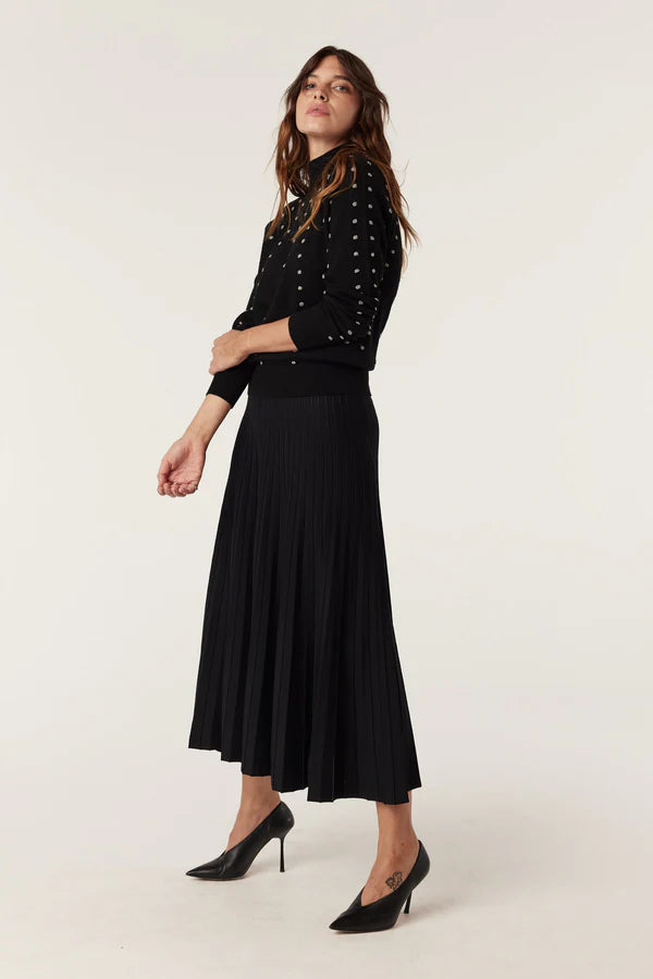 CABLE MELBOUNRE Crepe Pleat Skirt black