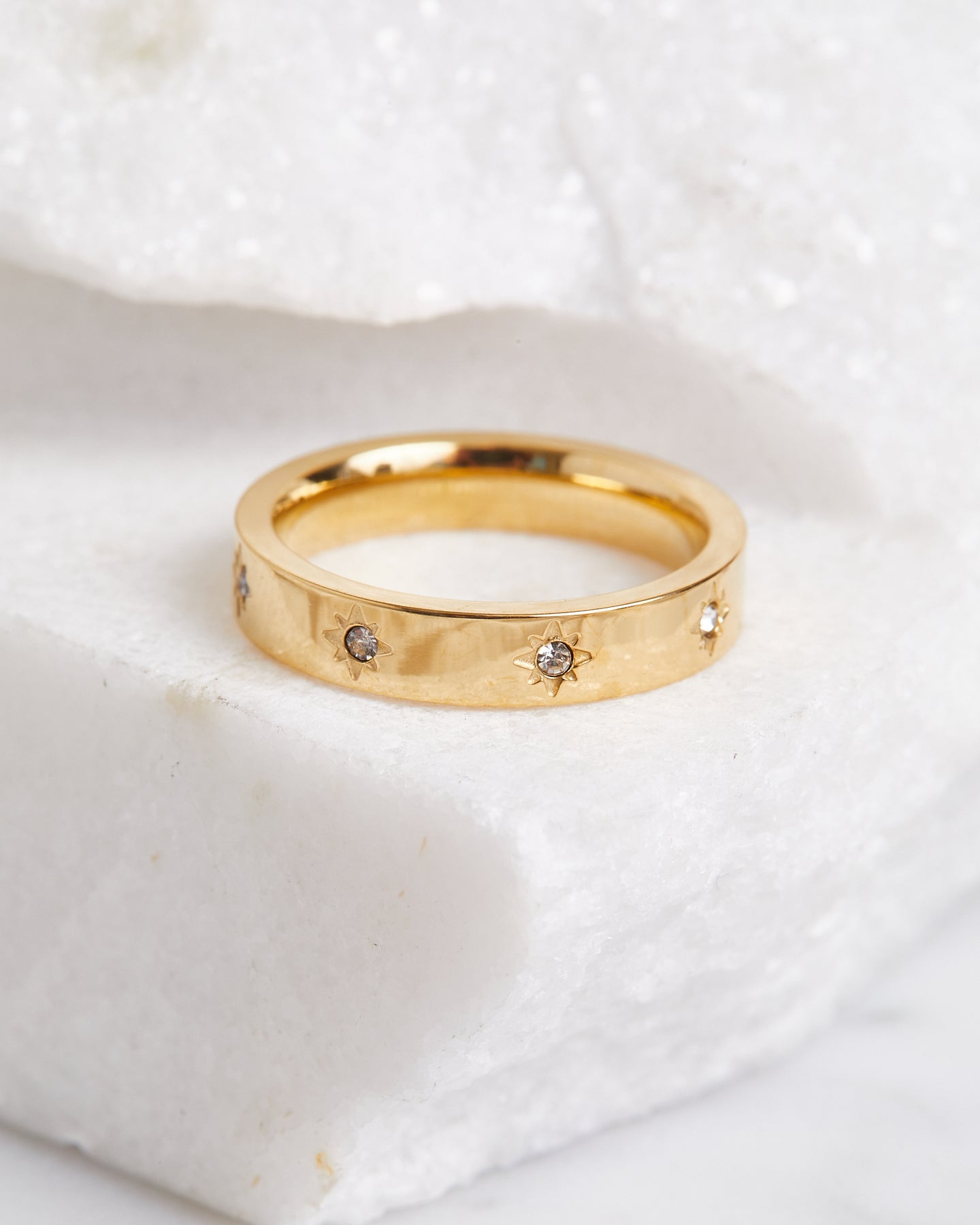 FINER RINGS Star Studded Band gold