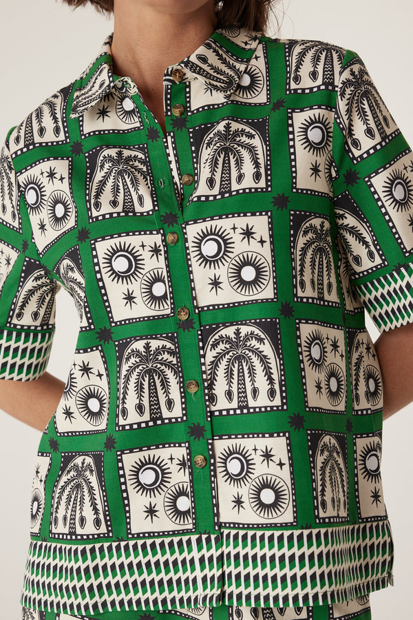 CABLE MELBOURNE Raffles Shirt green print