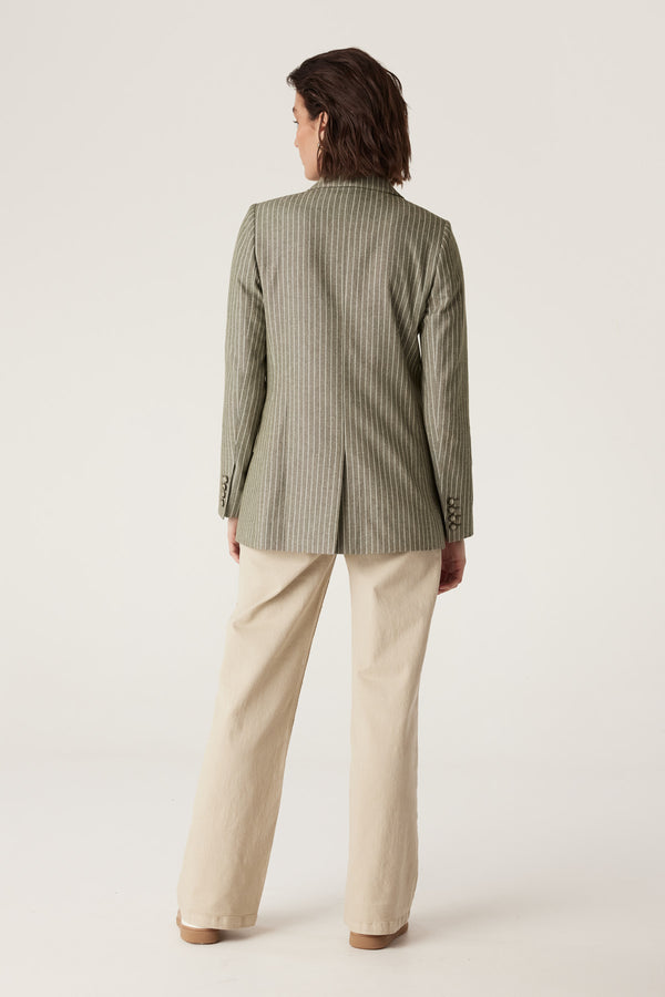 CABLE MELBOURNE Mosman Pinstripe Blazer sage green
