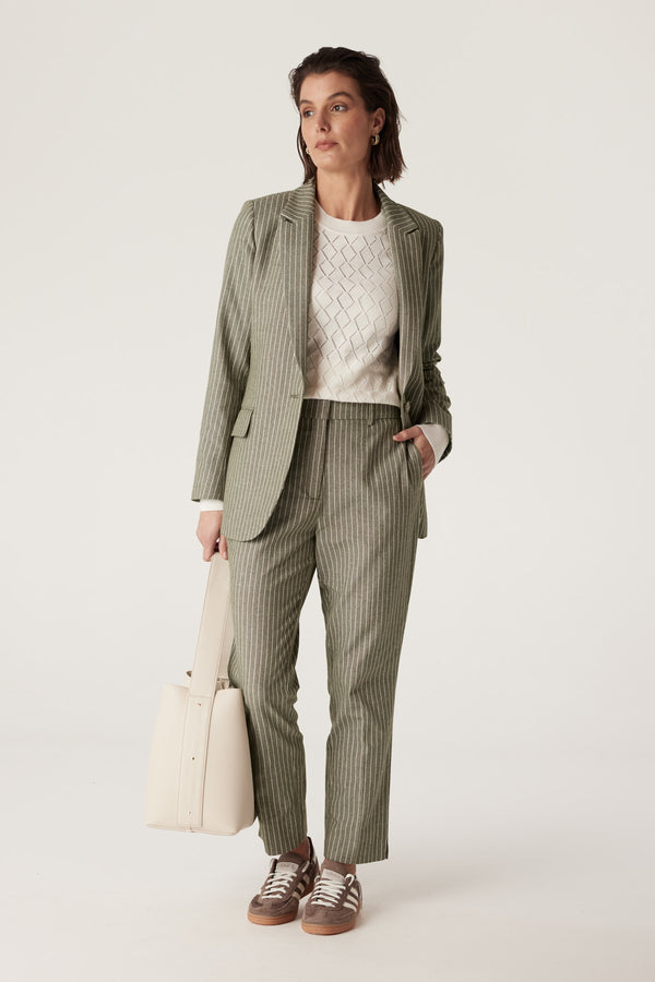 CABLE MELBOURNE Mosman Pinstripe Pant sage green