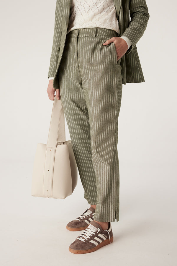 CABLE MELBOURNE Mosman Pinstripe Pant sage green