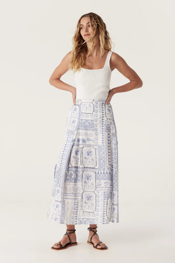 CABLE MELBOUNRE Seychelles Linen Skirt mermaid print