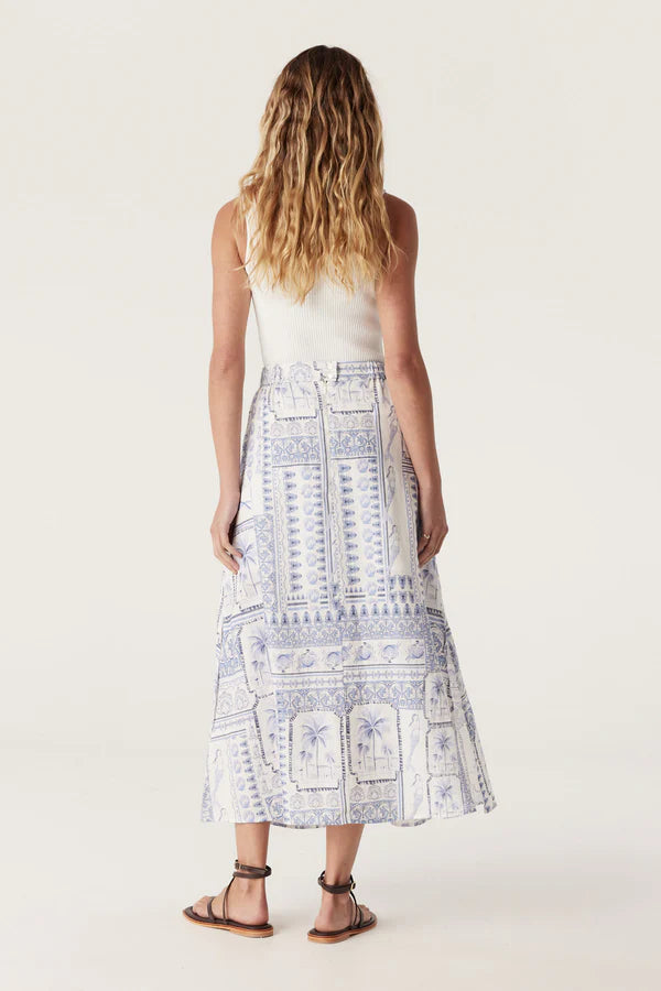 CABLE MELBOUNRE Seychelles Linen Skirt mermaid print