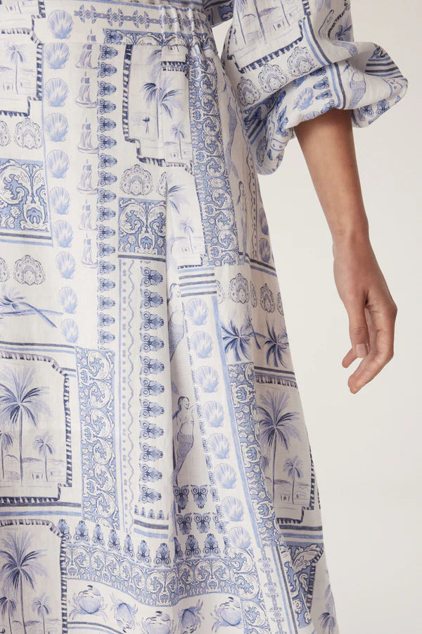 CABLE MELBOUNRE Seychelles Linen Skirt mermaid print